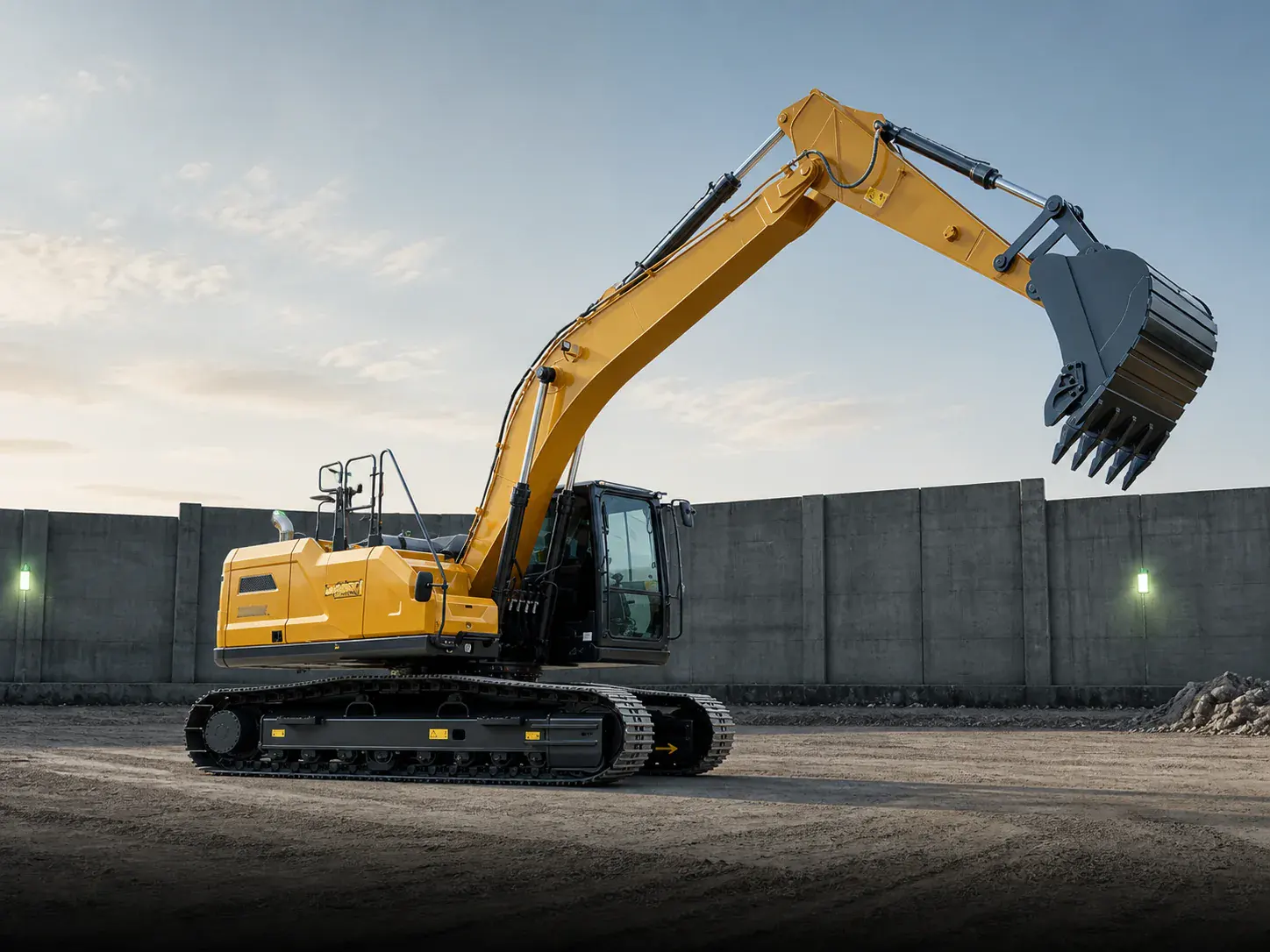Гусеничный экскаватор XCMG XE215GA на подготовленной строительной площадке