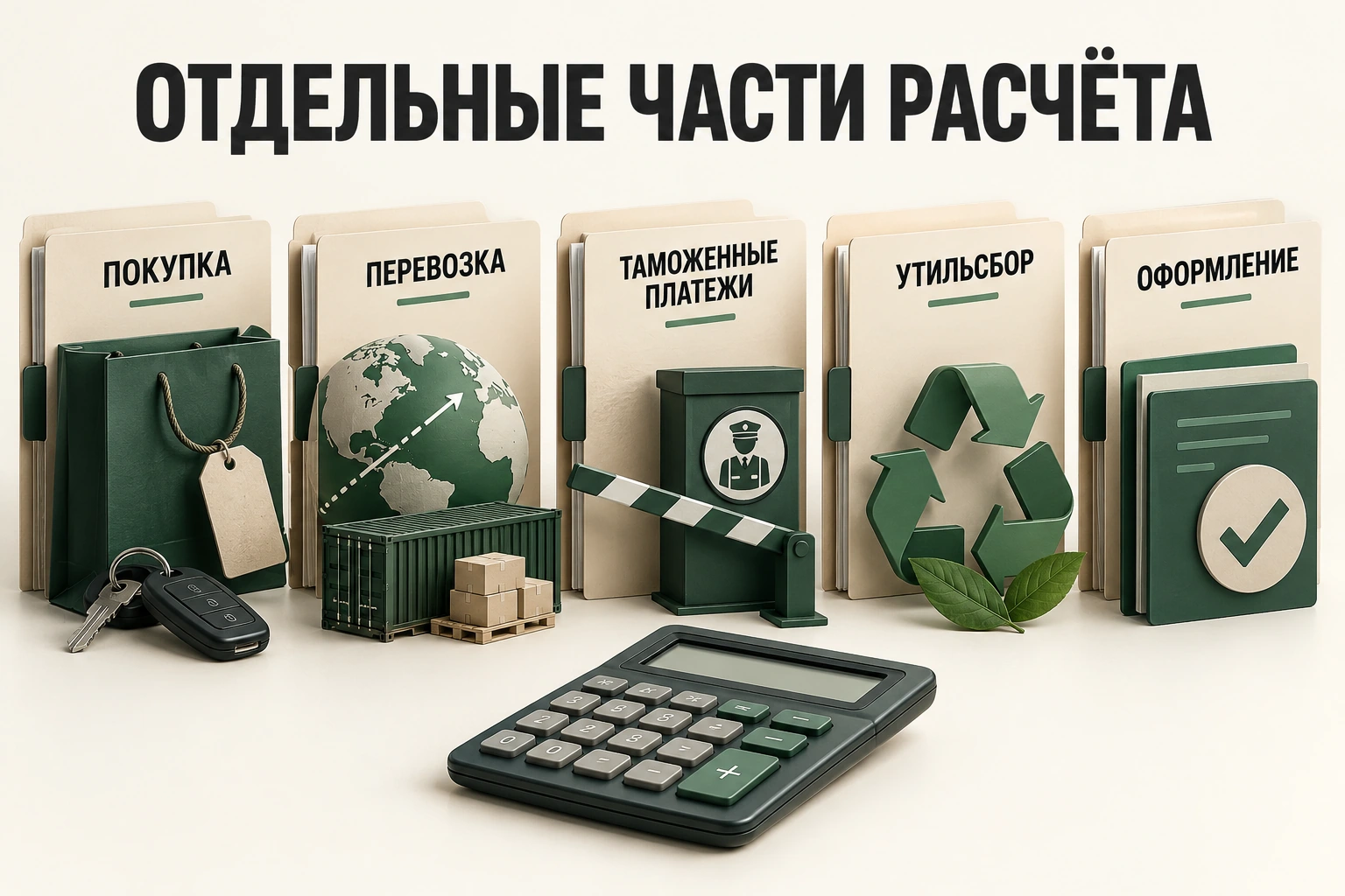 Отдельные части расчёта Отдельные части расчёта: покупка, перевозка, таможенные платежи, утильсбор, оформление