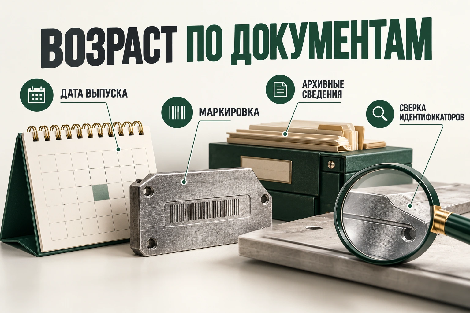 Возраст по документам Возраст по документам: дата выпуска, маркировка, архивные сведения, сверка идентификаторов