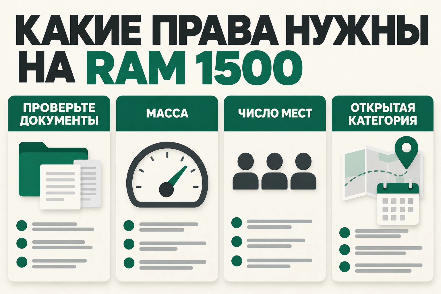 Какие права нужны на ram 1500 Какие права нужны на ram 1500: проверьте документы, масса, число мест, открытая категория