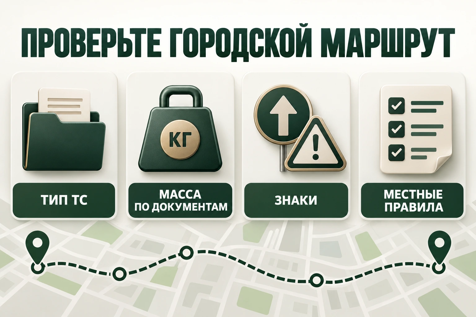 Допуск к управлению и возможность проезда проверяют отдельно Проверка типа ТС, массы, знаков и местных правил маршрута