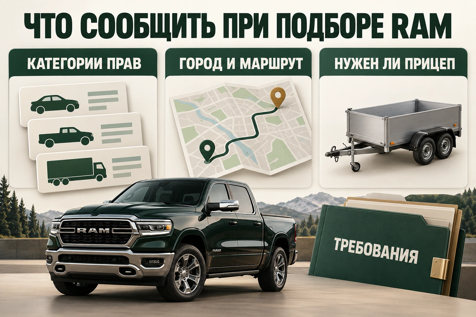 Условия использования пикапа фиксируют до согласования предложения Требования к RAM: открытые категории, маршрут и прицеп